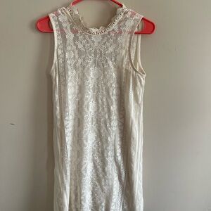 Elegant Lace Sleeveless Dress - Cream